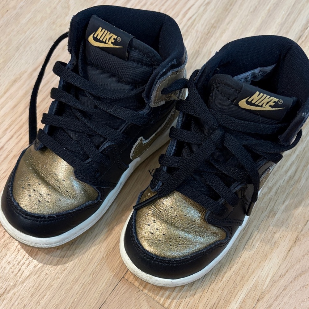 Nike Kids Black and Gold High-Top Sneakers